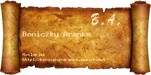 Beniczky Aranka névjegykártya